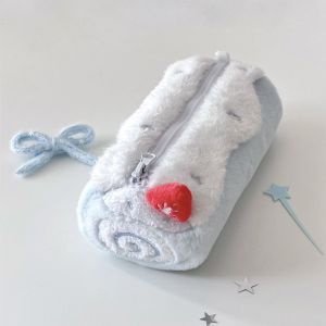 Cute Swiss Roll Cake Sweet Pencil Case Stationery Large Capacity Plush Student Storage Bag