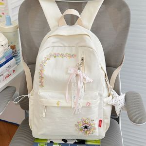 clu 2026 New Trendy Floral Nylon Student Backpack Large Capacity Lightweight Youth Schoolbag ulc