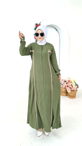 Gamis Muslim Wanita Dewasa Busui Friendly Bahan Crinkle Airflow Premium Dress Sabila By Indri Collection