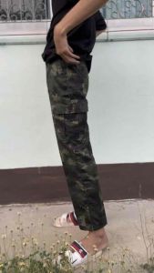 6 กระเป๋า ลายดิจิตอล กางเกงคาร์โก้ขายาวทรงกระบอก กางเกงทหาร - กระบอก 100% สวยงาม