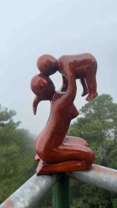 ABSTRACT MOTHER AND CHILD DACOR- hand carved abstract for accent or display