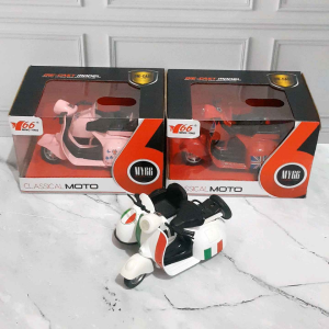 Mainan Diecast Motor Vespa Sidecar Klasik - Diecast Motor Vespa Sespan Classic