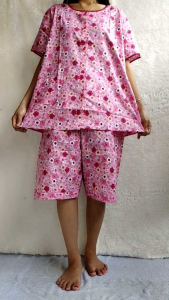 Piyama kulot 3/4 Size XL LD :114cm Katun Motif Bunga Pretty girl