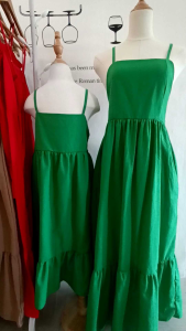 Ayman clothing mother and daughter dress set cotton linen with two side pockets adjustable straps