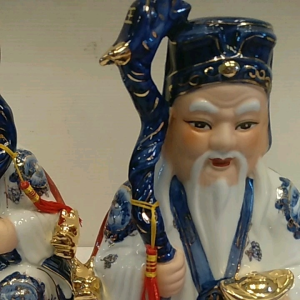 อากงอาม่าชุดน้ำเงินงานหน้าแป้งเซรามิคมีน้ำหนักขนาดสูง12นิ้ว