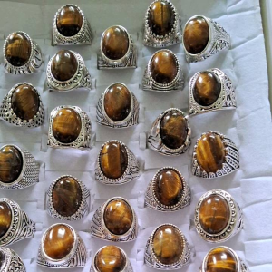 Tiger eye ring natural stone cincin lelaki batu mata harimau asli semulajadi (with gift)