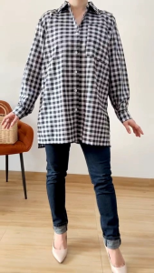 [VEMODE] KEMEJA KATUN KOTAK CASUAL LENGAN PANJANG 0B3K 8901