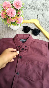 Baju Kemeja Anak Laki-Laki Warna Burgundy & Kemeja Anak Polos