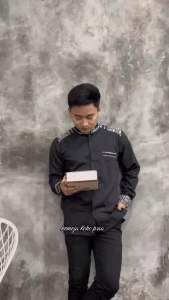 Baju Koko Dewasa Lengan Panjang Kombinasi Batik 5 Warna Ukuran Muat Sampai BB 100 kg