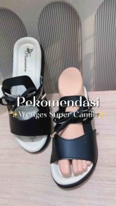 Sandal Wedges Wanita Selop V Leozeb Pita Super Lucu - Sandal Wanita Terbaru Kode SMU43