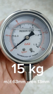 Đồng hồ đo áp suất nước hơi khí nén  0 -15kg = 15bar Mặt 63mm Ren 13mm Chân đứng Ren 13Mm Chân Đứng Cho Thiết Bị Công Nghiệp Phụ Kiện Cho Hệ Thống Khí Nén - Lazada
