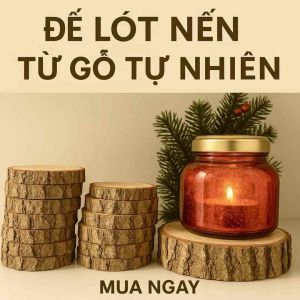 Đế gỗ lót nến thơm trang trí phong cách vintage