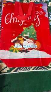 Christmas Design Printed High Quality Plastic Bag Fashion bag Handle 30*40*10cm