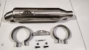 TEARDROP CANISTER Only Exhaust Muffler  51 MM INLETWITH TWO CLAMPSSPRING and BOLTS and NUTS