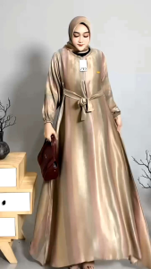 N Gamis pelangi set khimar santorini digital print premium lengan crincle lebaran raya series baju fashion muslim wanita remaja dewasa busui