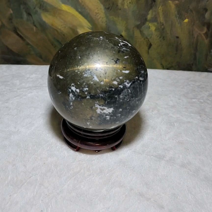 1.428 kg Premium old mine Pyrite globe ball [Natural Crystal] 优质黄铁矿老料家居摆设风水球