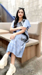 Daster kimora resleting depan jumbo busui lengan kipas/payung