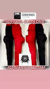 CELANA ALPIN ALPINE HITAM MERAH BIRU LORENG DORENG ARMY KREM CREAM CELANA CARGO PANJANG PENDEK GUNUNG KEMPOL GEMBOL PUNK CELANA MERAH SPBU