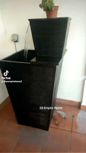 S4 XL Fiberglass Lines Feng Shui Water Fountain Square Pond Kolam Air Garden Water Feature Waterfall