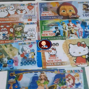 -+1000 pcs mainan uang mainan motif karakter duitan campur