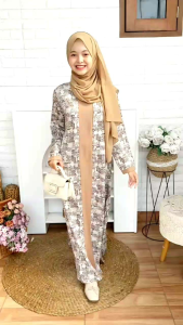 GAMIS ABAYA REMAJA DAN DEWASA GAMIS IBU HAURA BY RADINKA WARNA BROWN COKLAT ABU GREY