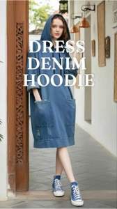 Midi dress hoodie terbaru 2025 // Midi jeans wanita kekinian // Midi jeans terlaris // midi jeans korea style// COD