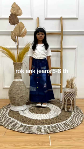 Rok jeans anak perempuan rawis usia 5 - 8 th Rok panjang anak perempuan terlaris