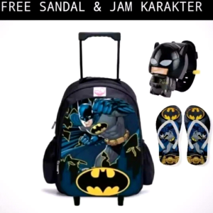 "NIQABIS"Tas Ransel Troli 3in1 Karakter Superhero Ransel Anak Sekolah Laki Laki SD PAUD TK+Jam+Sendal