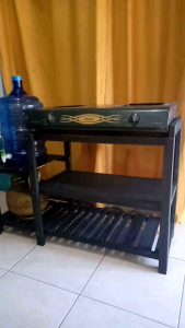 Meja Kompor Gas 2 Tungku & Rak Serbaguna