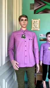 Lilac Kemeja Polos Couple Ayah & Anak Lengan Panjang Bahan Katun Cigarett
