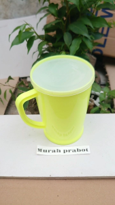 gelas plastik dengan tutup rapat/gelas gagang/gelas minum/gelas murah