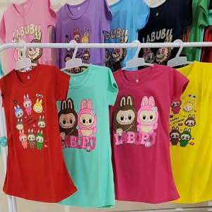 Daster anak Labubu usia 2-13 tahun Dress anak perempuan usia 2-13 tahun motif Labubu terbaru