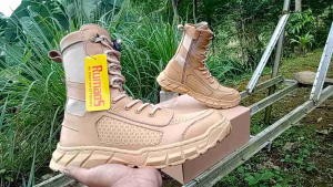 Terbaru-sepatu boots PDL RUMAOS krem gurun PNS ASN SATPOL-PP