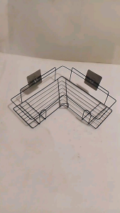 Rak Sudut Siku Tempel Kawat Anti Karat – Rak Dinding Minimalis Powder Coating Include 2 Lem Perekat