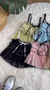 เสื้อสายเดี่ยวสมอค ผ้าโรซี่ มีซับใน