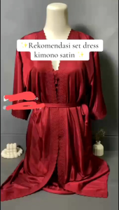 kimono lingerie 2in1set tricot import/piyama wanita set