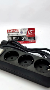 ROYAL STOP KONTAK JADI 3LUBANG KABEL 15METER PLUS SAKLAR ON/OF BODY ANTI API TERMINAL KUNINGAN SNI.