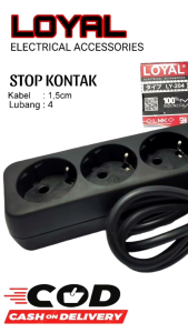 ROYAL STOP KONTAK JADI 4LUBANG KABEL 15METER PLUS SAKLAR ON/OF BODY ANTI API TERMINAL KUNINGAN SNI.