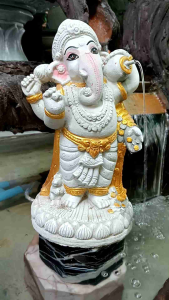 น้ำพุ เสริมฮวงจุ้ย องค์พระพิฆเนศ ปางยืนประทานพรโปรยเงิน ต่อปั้มน้ำได้ งานวินเทจสวยๆ