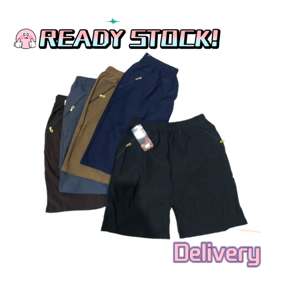 Seluar Pendek Wanita Elastik Ladies Casual Elastic Plain Short Pants with pocket zip