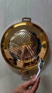 กระทะย่างเนื้อทองเหลือง​ กระทะบาร์บีก้อนทองเหลือง