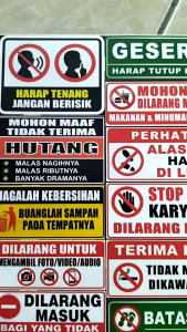 STIKER PERHATIAN | STIKER WARNING | STIKER KATA KATA | STIKER PACK BAHAN CROMO