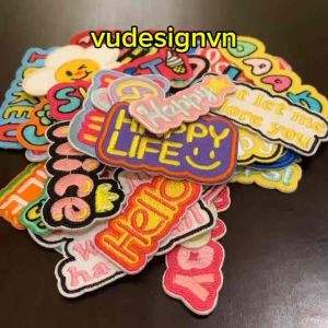 Sticker Dán Vải Sticker Ủi Thêu Quần Áo Balo Câu Chữ Slogan Tiếng Anh ILikeU Lovely Love Sweet Happy Magic Vudesign