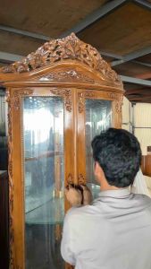 Almari Sudut jati Ukir Harga Promosi Wardrobe Teak Wood