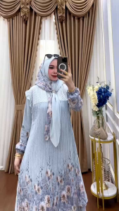 NEW Dress Gamis Wanita Ceruty Babydoll Premium Mix Renda Set Hijab