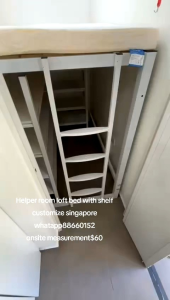 Loft bed with 2 set shelf customize for helper room/
