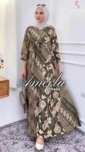AMEELA DRESS BATIK. Bahan Biba Printing. LD.110cm PJ.140cm.