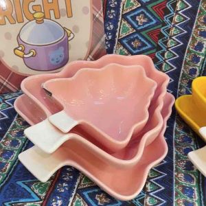 Scandinavian Ceramic Bowl Baking Christmas Tree Ceramic Baking Plate Fruit Salad Bowl Household Baking Plate