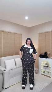 🌈Plus+Size🎀งานใหม่‼️ชุดเซทคนอ้วน ชุดลายสาวอวบคอปกลายโบว์🎀 เซท2ชิ้น ชุดสาวอวบอ้วน เซ็ตสาวอวบ ชุดคนอ้วน 100โล อก40-52“ Bigsize