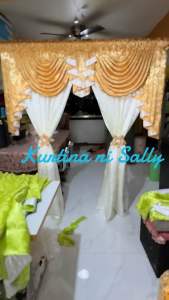 Silvian Jacquard satin double panel swag curtains (size 65" wide * 75" lenght). Pwede po magrequst ng size pakichat lang po...